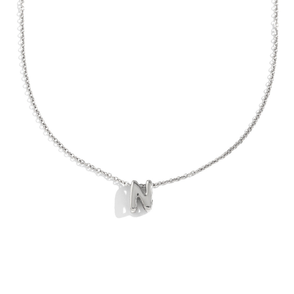 Fashionable Minimalist Letter Pendant Necklace in Stainless Steel with 18K Gold Plating for Women