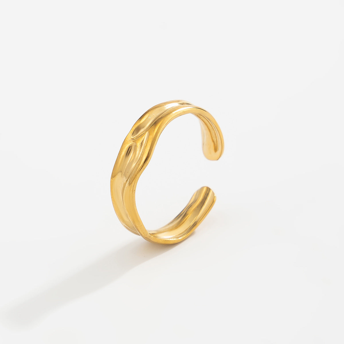 PVD 18K Gold Plated Stainless Steel Butterfly Geometric Open Ring for Women
