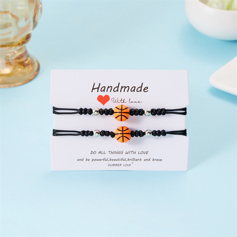 Handmade Adjustable Acrylic Ball Bracelet for Women Geometric Round Volleyball Tennis Theme Casual Fashion Jewelry
