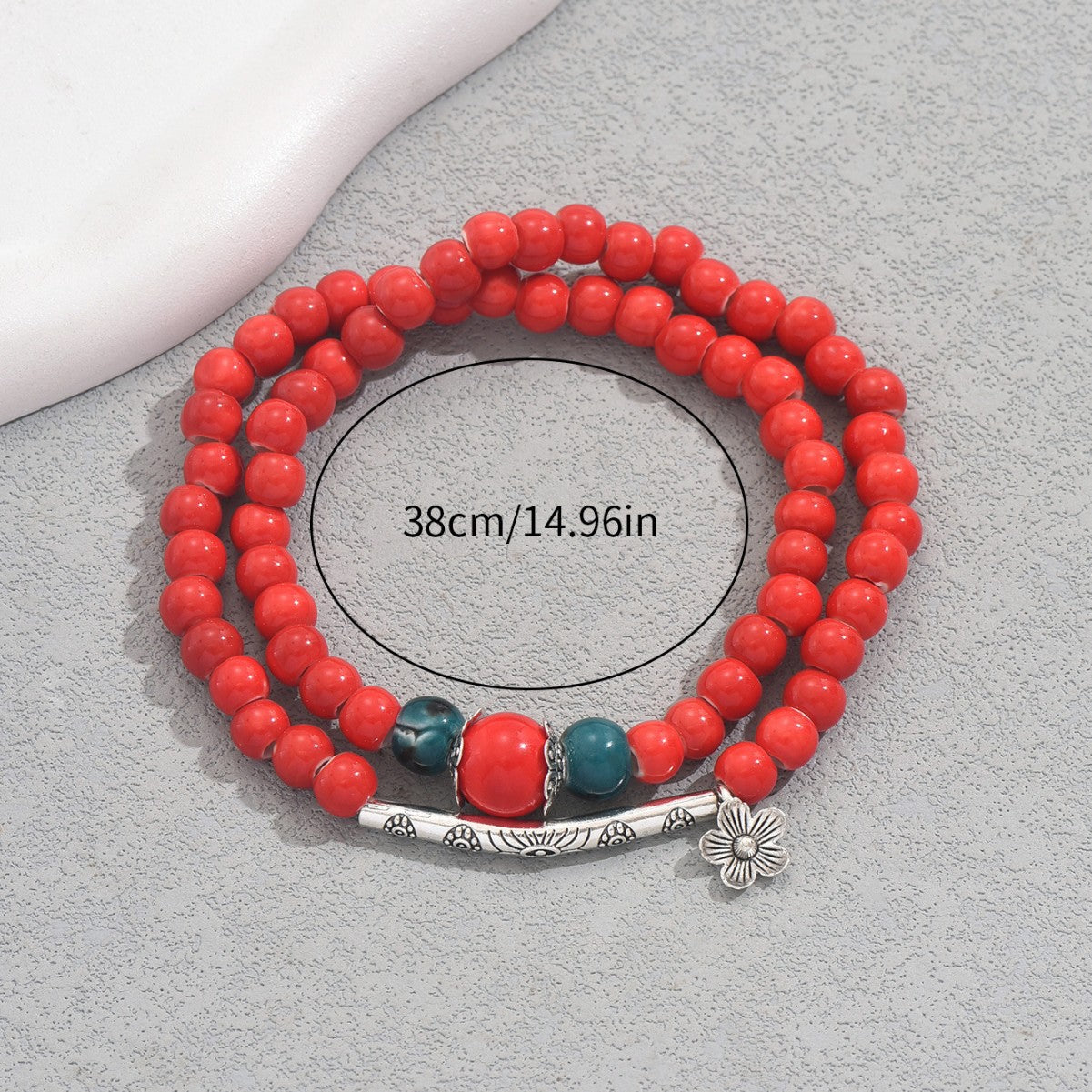 Vintage Style Handmade Braided Bracelet with Geometric Beaded Design and Floral Pattern for Women and Men