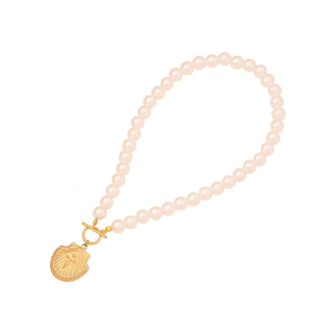 Fashionable Ocean-Themed Starfish and Scallop Pendant Necklace in Stainless Steel for Women with Delicate Pearl-Like Finish