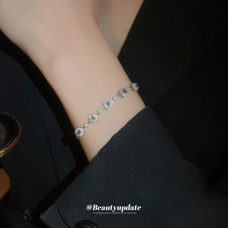 Pulsera minimalista geométrica de perlas con incrustaciones de circonitas para mujer, accesorio de moda ajustable