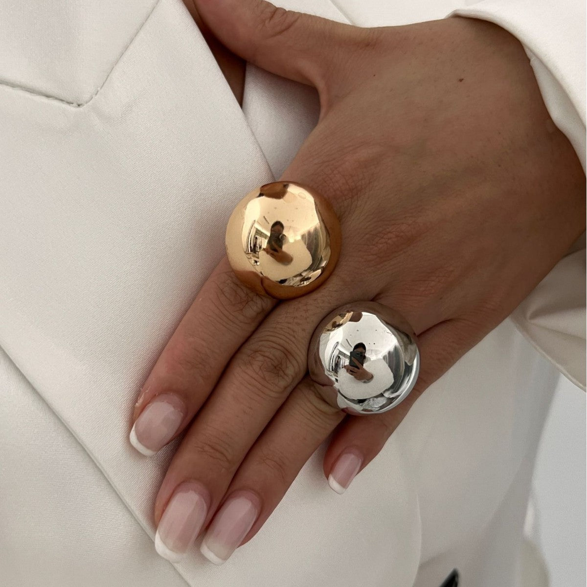 Minimalist Geometric Plated Alloy Ring for Women