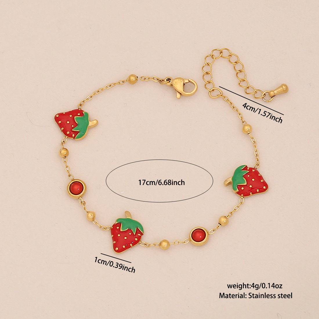 Graziosa collana con ciondolo a fragola da donna in acciaio inossidabile con finitura placcata, stile catena clavicola