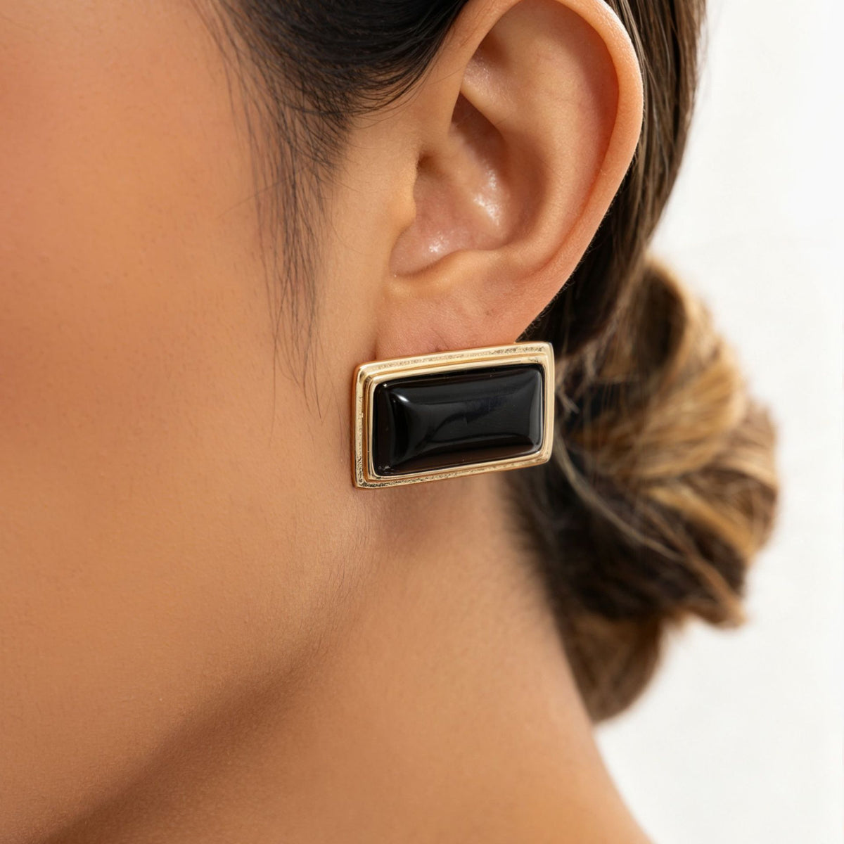 Vintage Square Geometric Acrylic Inlaid PVD Stainless Steel Earrings for Women