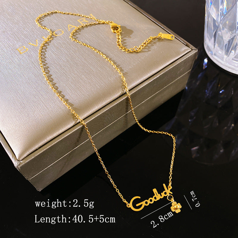 Minimalist Titanium Steel Letter Necklace Plated Cable Chain Unisex Jewelry