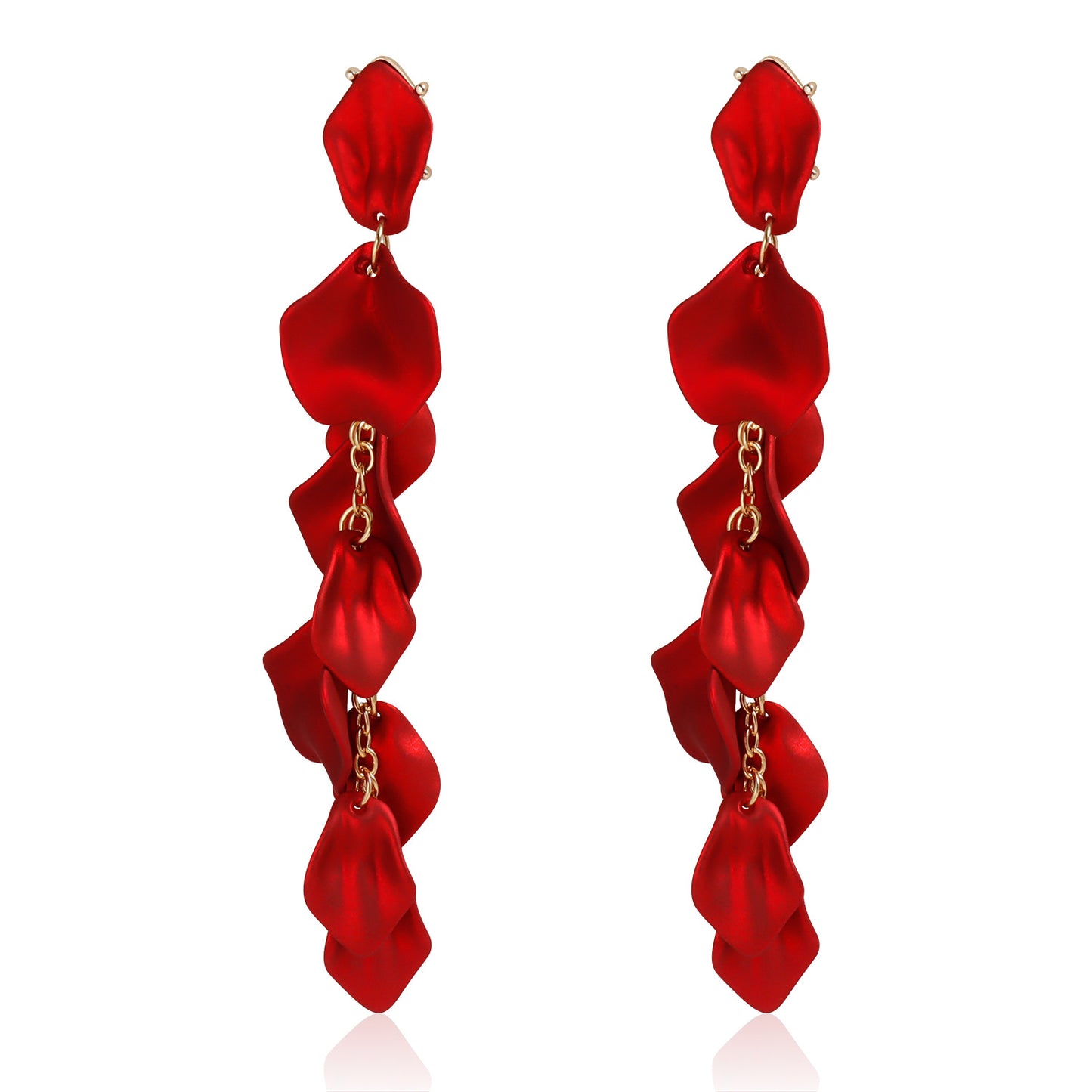 Elegant Floral-Petal Shaped Zinc Alloy Stud Earrings with Plated Finish for Women Vintage and Artistic Style