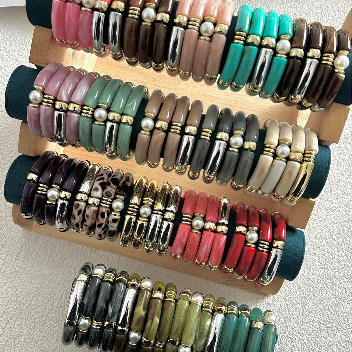 Fashion Vintage Geometric Acrylic Drip Oil Curved Tube Bracelet