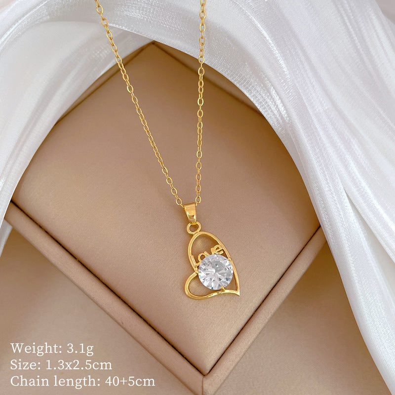 Collar de titanio con diamantes de imitación, cielo estrellado geométrico, para mujer, cadena de labios minimalista, estilo dulce