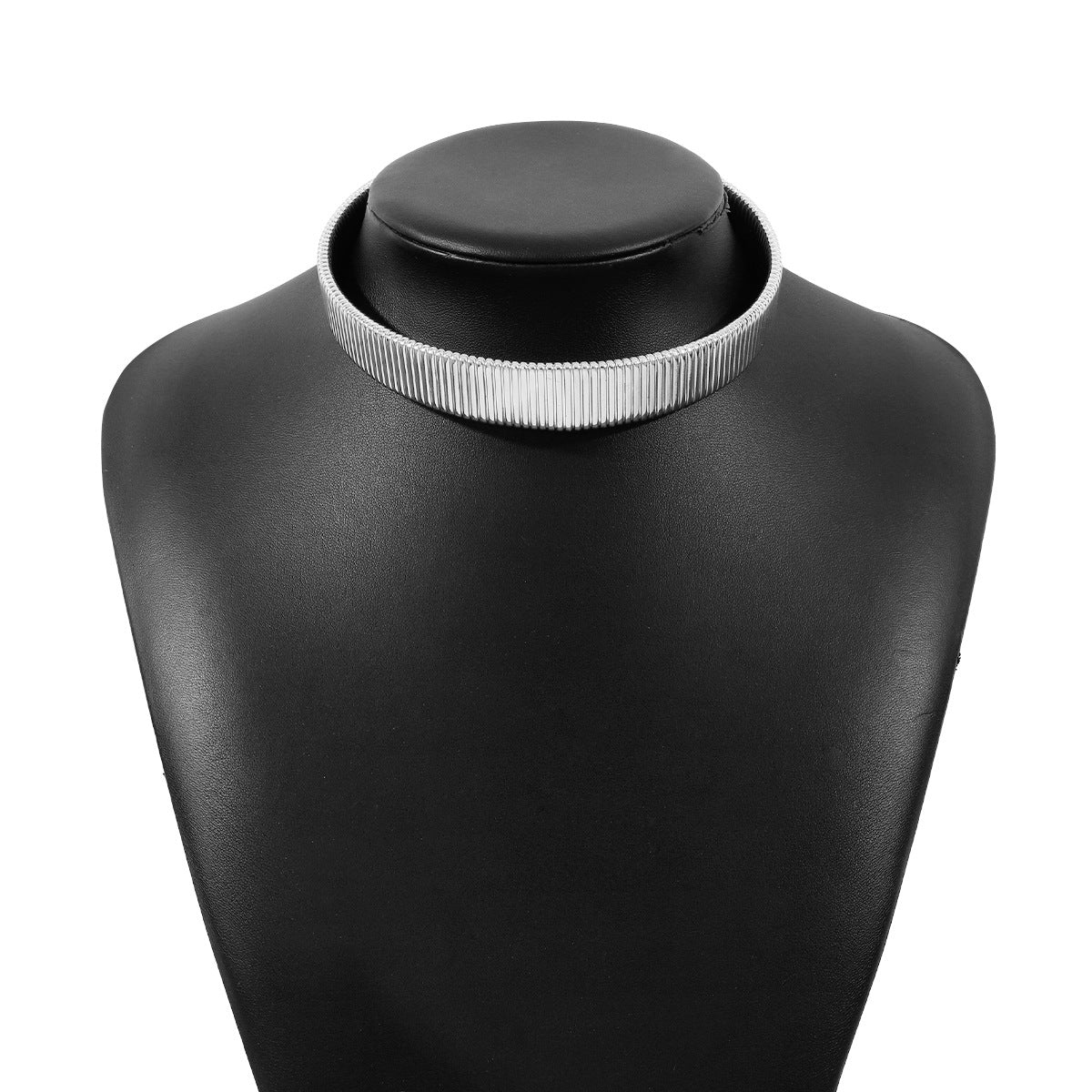 Collar de metal geométrico estilo punk y brazalete para mujer con acabado galvanizado