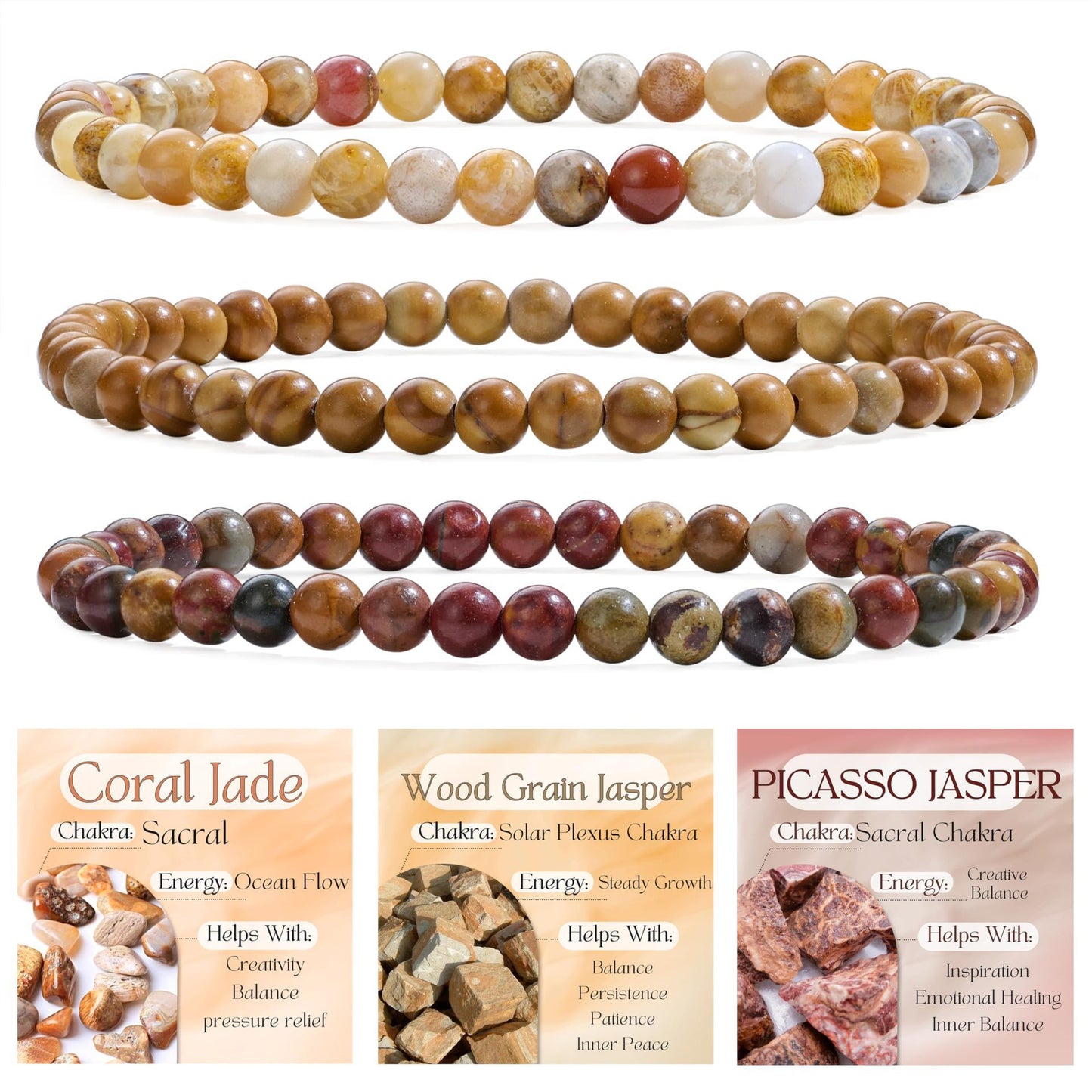 Minimalist Natural Agate and Crystal Geometric Beaded Stretch Bracelet for Women