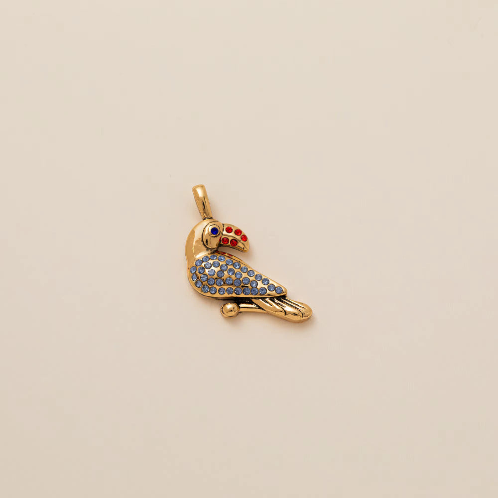 Minimalist Luxury 18K Gold Plated Brass Animal Pendant with Cubic Zirconia Charm Bar for Unisex