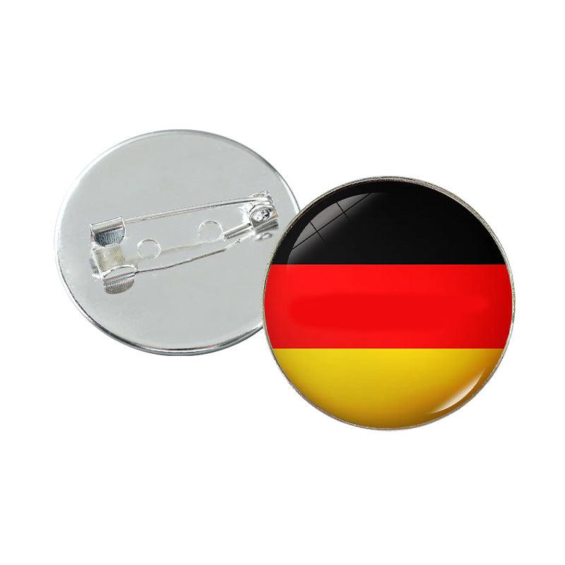 Minimalist Geometric Alloy Plated Brooch with Cabochon Gemstone Unisex Pin Badge
