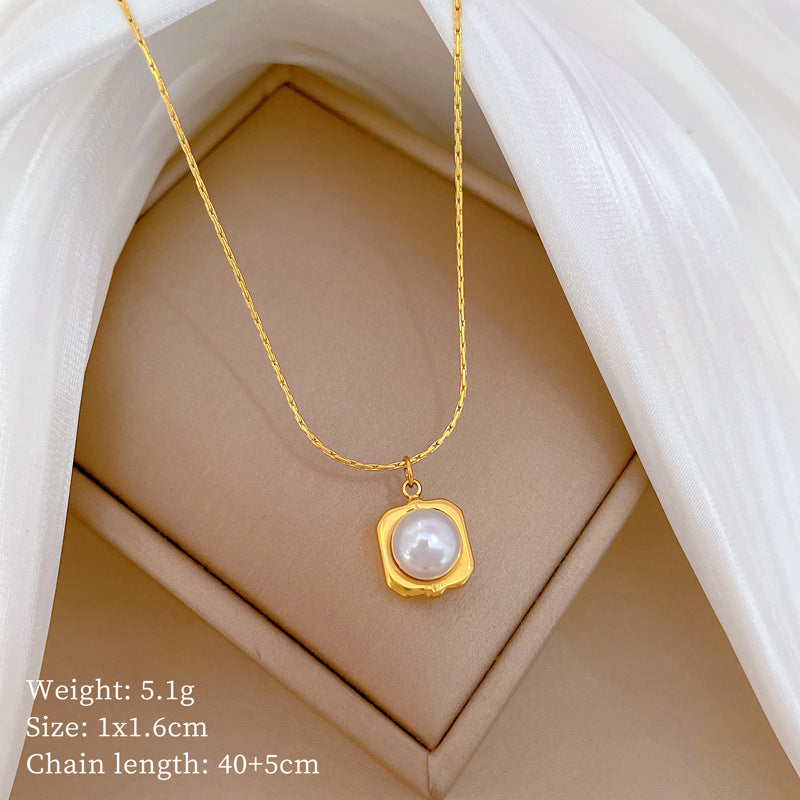 Collana con pendente geometrico minimalista in titanio e acciaio placcato unisex