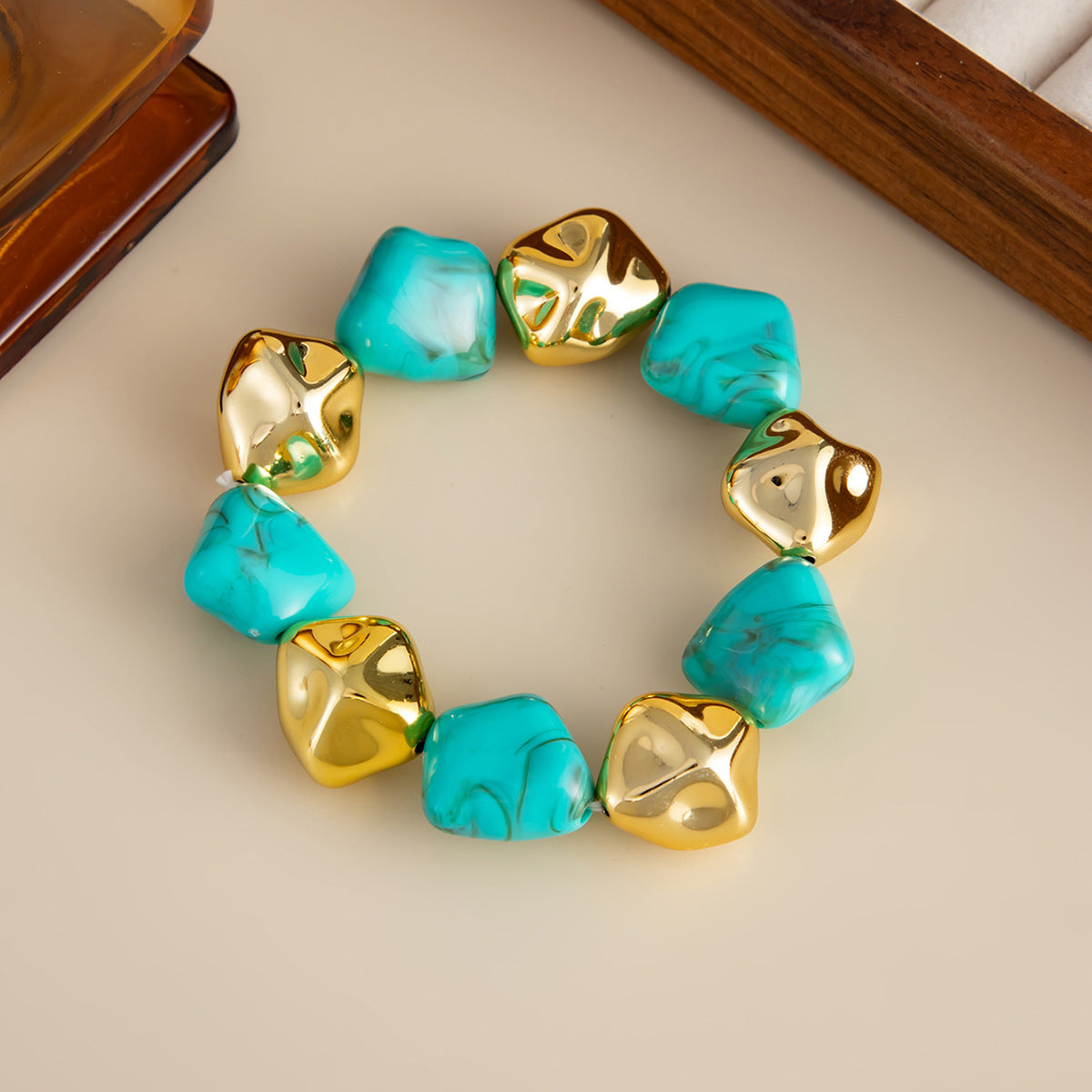 Minimalist Wide Round Geometric Acrylic Drip Oil Bracelet Set