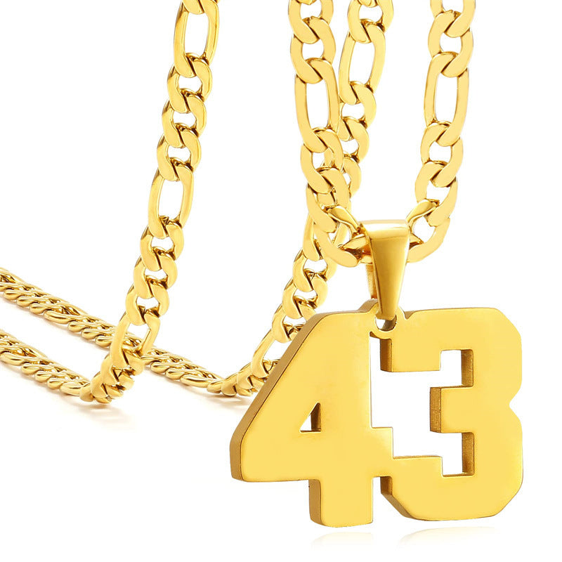 Minimalist Numeric Pendant Necklace for Men and Women Stainless Steel Chain with Polished Titanium Steel Charm
