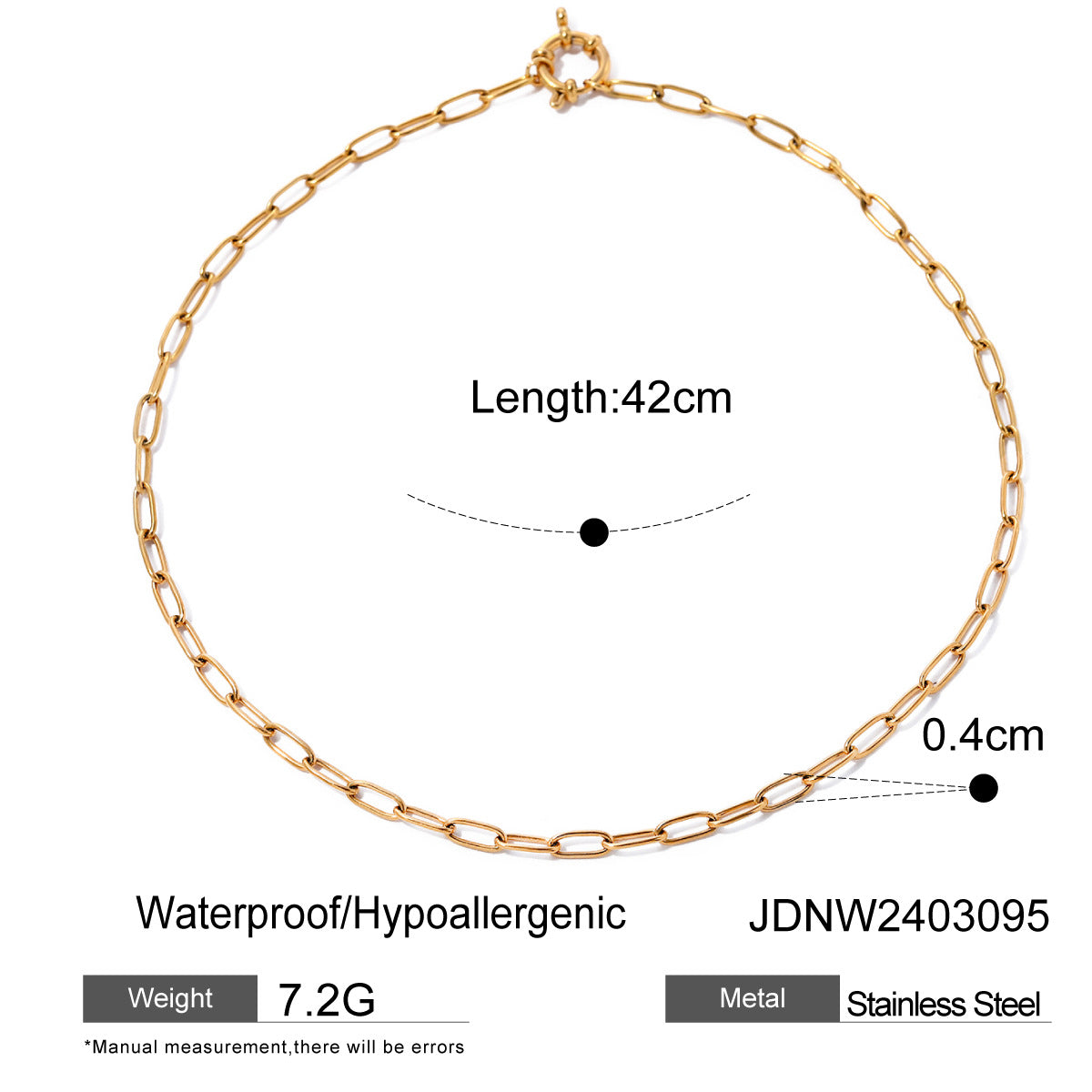 Gold Plated Geometric Stainless Steel Cuban Link Chain Necklace for Women