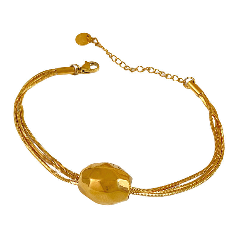 Hip-hop Geometric Multi-layer Spherical Snake Chain Bracelet Titanium Steel Plated Unisex
