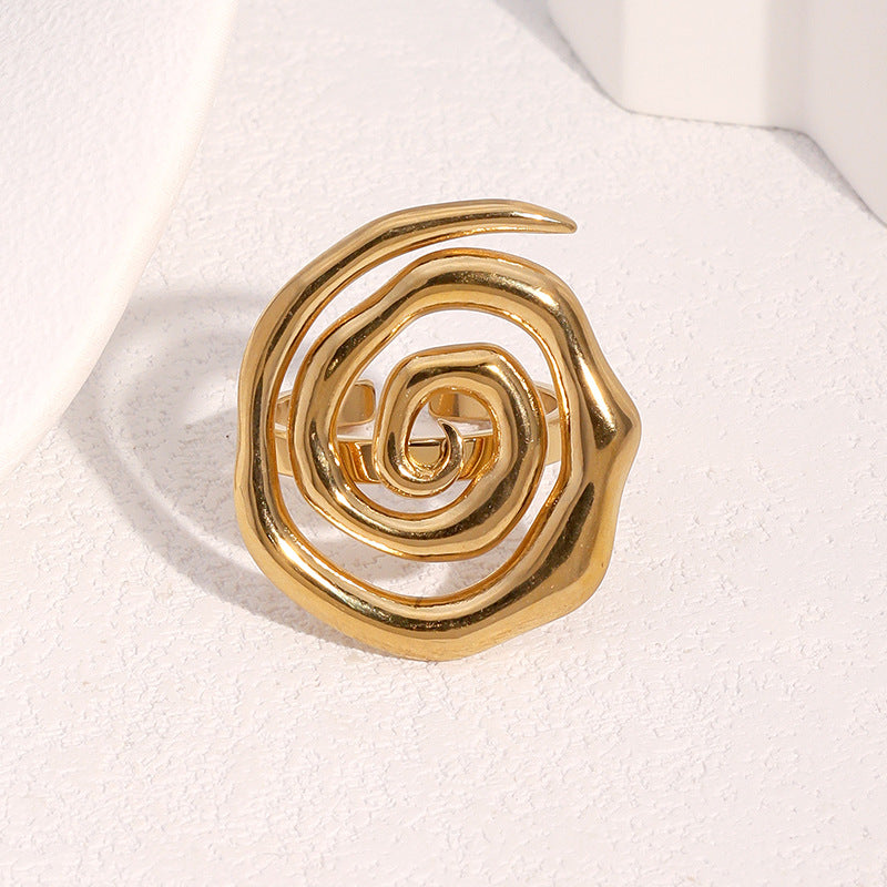 Minimalist Geometric Open Ring 18K Gold Plated Stainless Steel Women's Jewelry