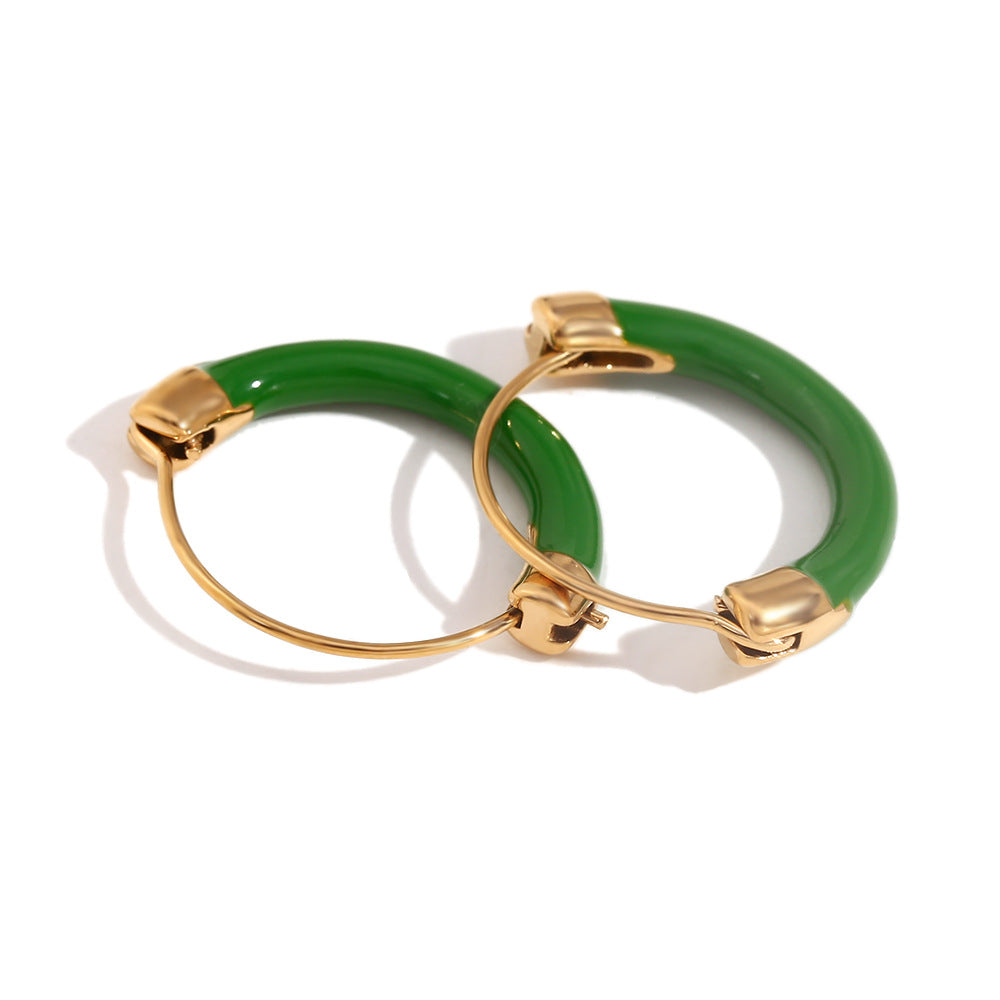 Geometric Fashion Ear Cuffs for Women Stainless Steel with 18K Gold Plating Enamel Finish