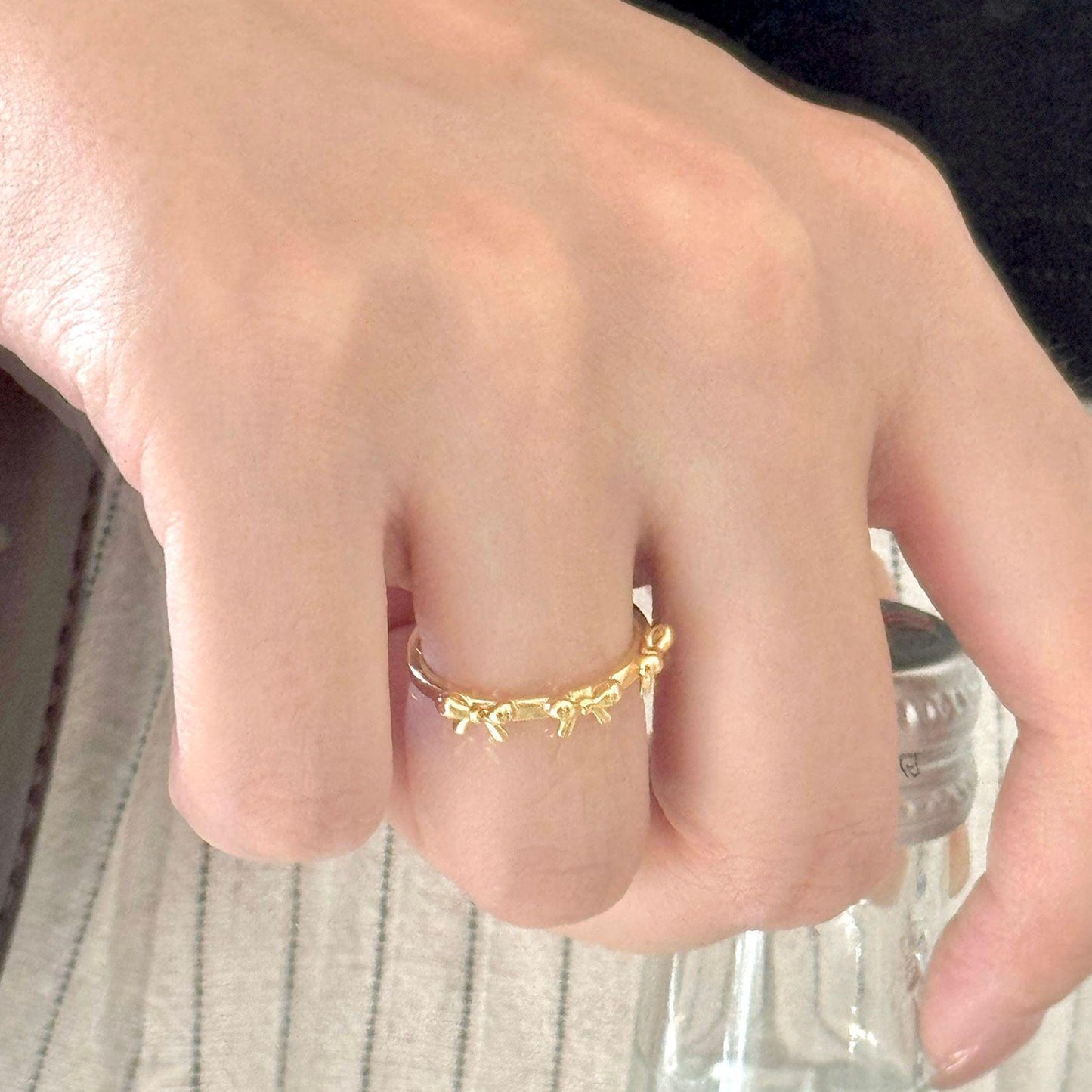 Minimalist Bowknot Ring in Sterling Silver 925 with Plated Finish for Women