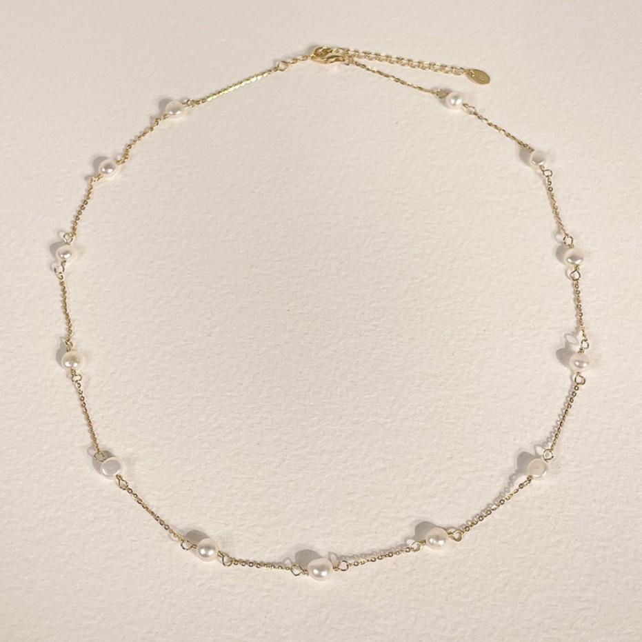 Collar de Perlas Geométrico Minimalista en Plata de Ley 925