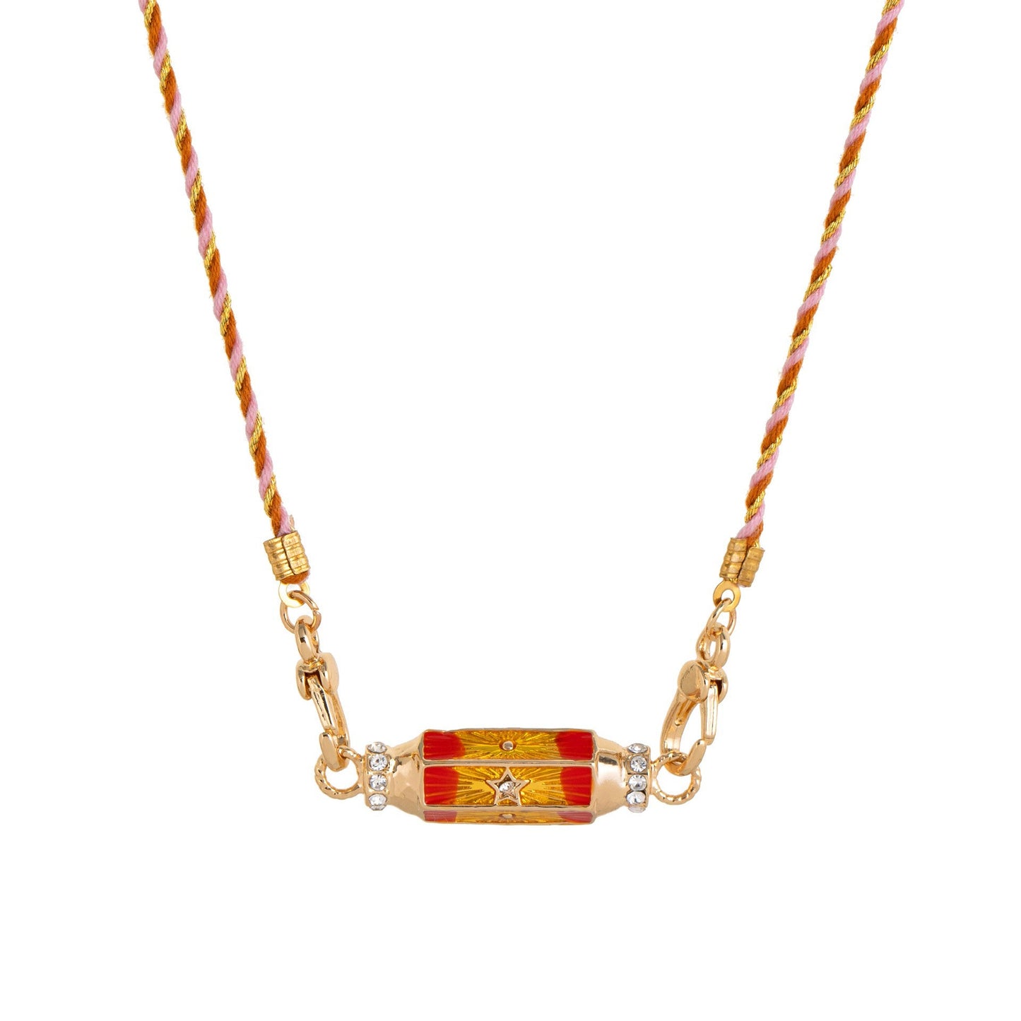 Vintage Geometric Pepper Evil Eye Pendant Necklace in Plated Copper with Adjustable Cotton Cord