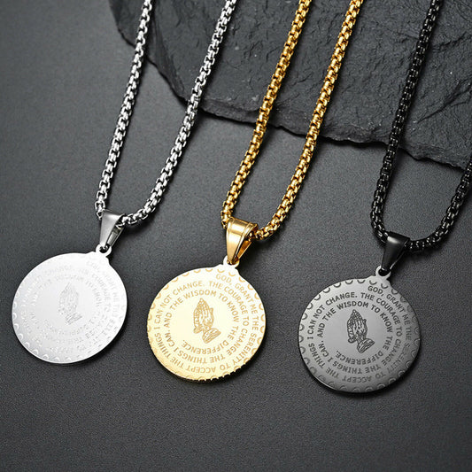 Collar Minimalista Redondo con Colgante de Acero Inoxidable con Dije de Acero de Titanio y Acabado Galvanizado para Hombres y Mujeres