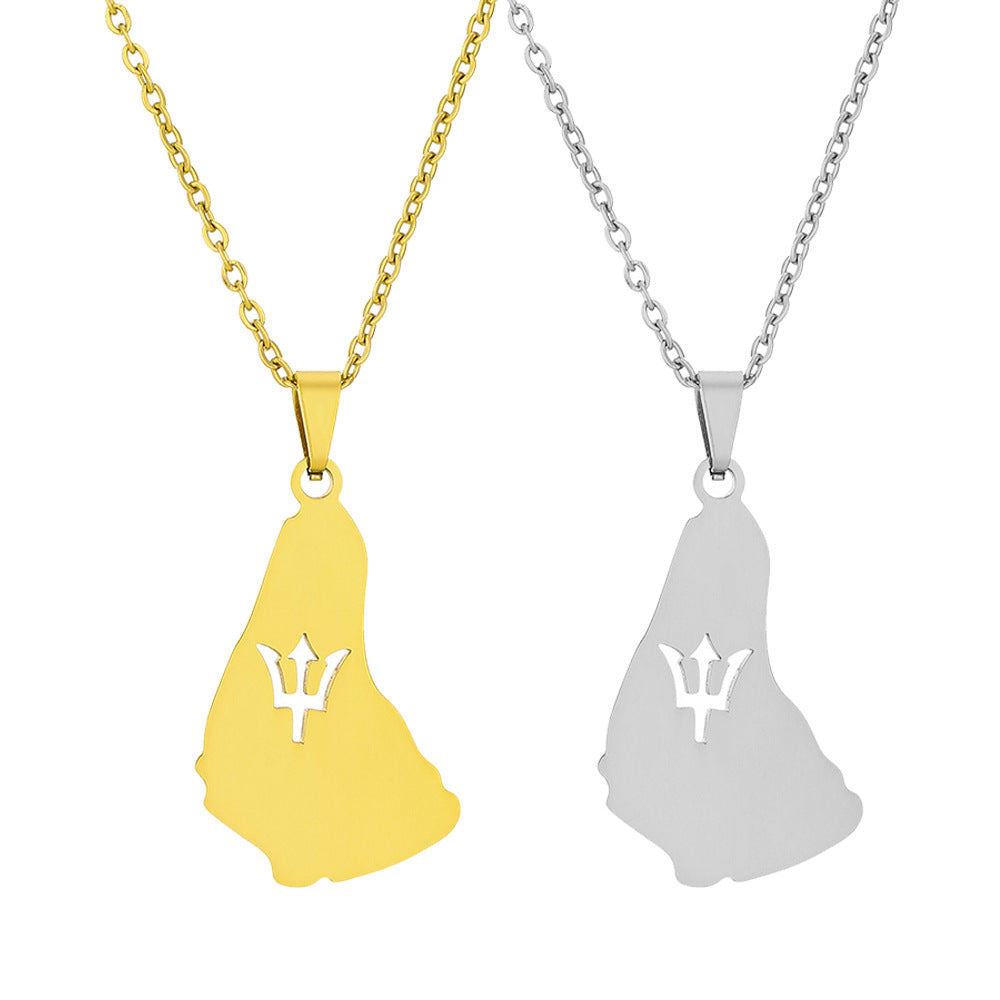 Collana con Pendente Geometrico in Acciaio Inossidabile Stile Etnico con Finitura Placcata per Donne, Gioielli a Strati Minimalisti con Catena a O
