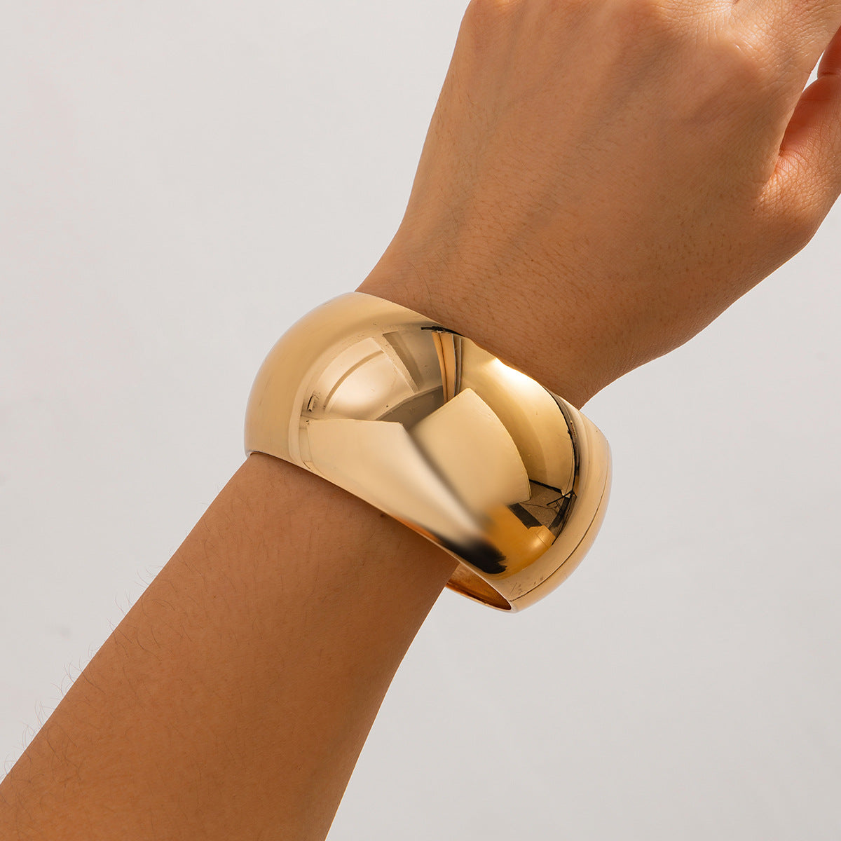 Minimalist Round Plated Zinc Alloy Spring Bangle Bracelet Set