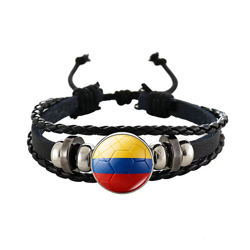 Unisex Geometric Round Braided Leather Bracelet Adjustable Handmade Wristband