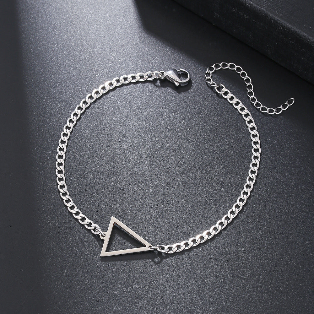 Hip-hop Geometric Triangle Cross Heart Stainless Steel Cable Chain Bracelet Unisex