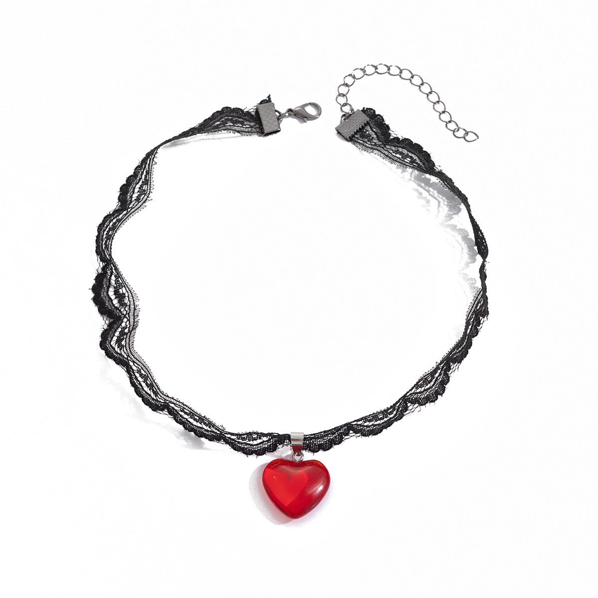 Sweet Punk Heart Acrylic Pendant Plated Necklace for Women