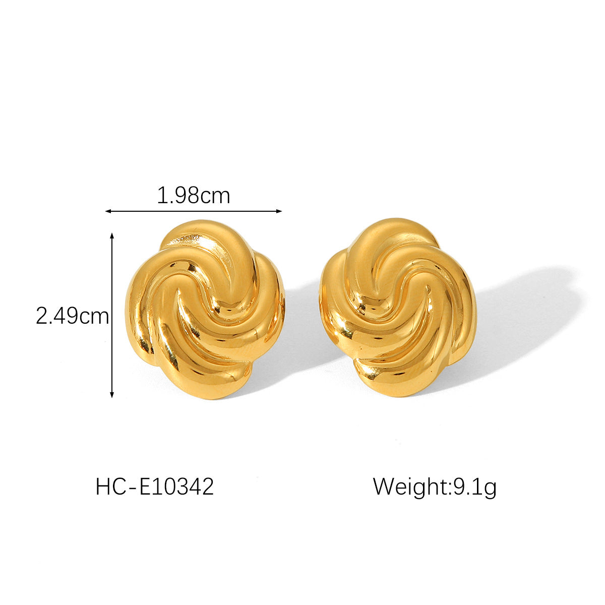 Geometric Spiral Swirl Titanium Steel Earrings with 18K Gold Plating and Pearl Accents for Women