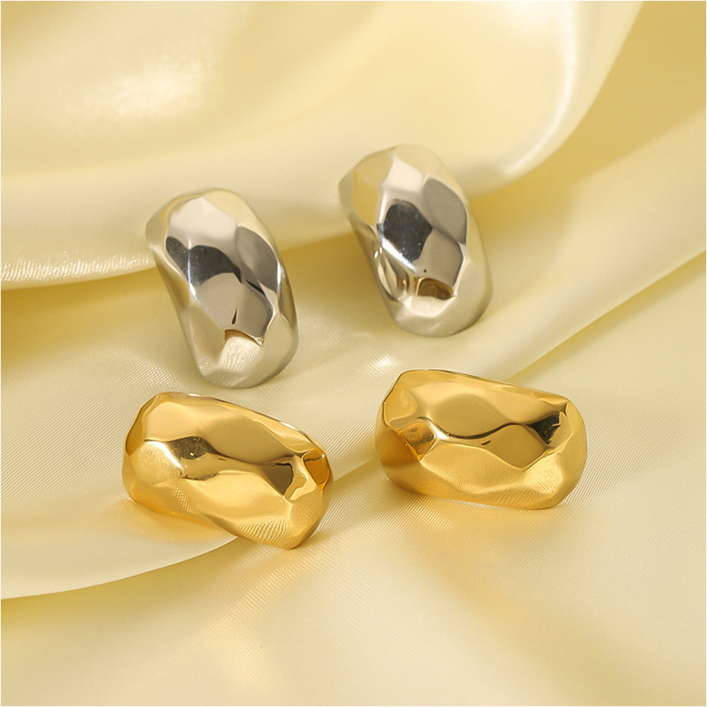 Orecchini irregolari geometrici in acciaio inossidabile con placcatura in oro 18 carati da donna — Gioielli di moda minimalisti
