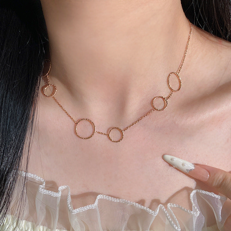 Sweet Streetwear Gold Plated Titanium Steel Round Geometric Necklace Unisex