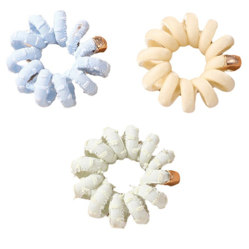 Cuerda de pelo minimalista con estampado de margaritas para niños con textura de punto y forma geométrica