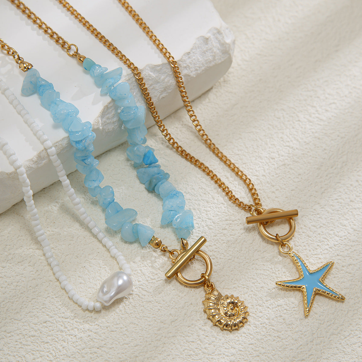 Collar con colgante de estrella barroca de aleación con acabado galvanizado para mujer, estilo dopamina dulce y juguetón, joyería de cadena para capas