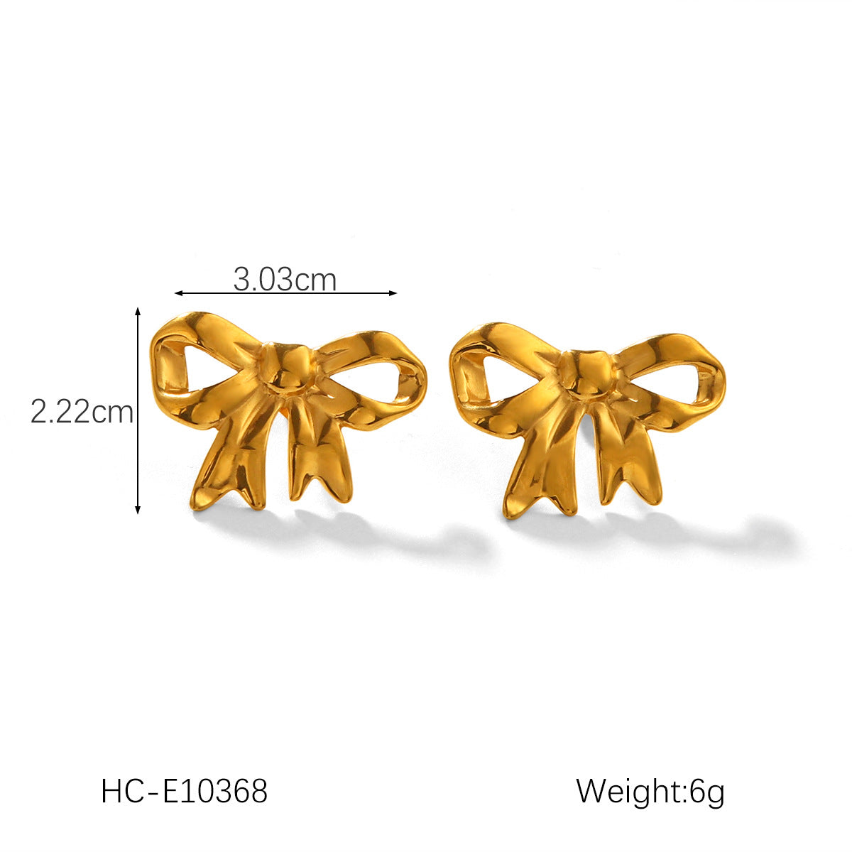 Minimalist Bow-Shaped Titanium Steel Earrings with 18K Gold Plating for Women
