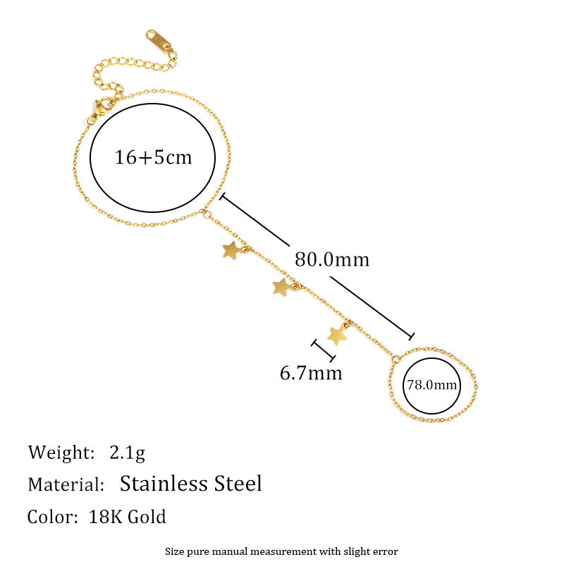 Elegant Minimalist Geometric Stainless Steel Plated 18K Gold Star Finger Ring Set for Women