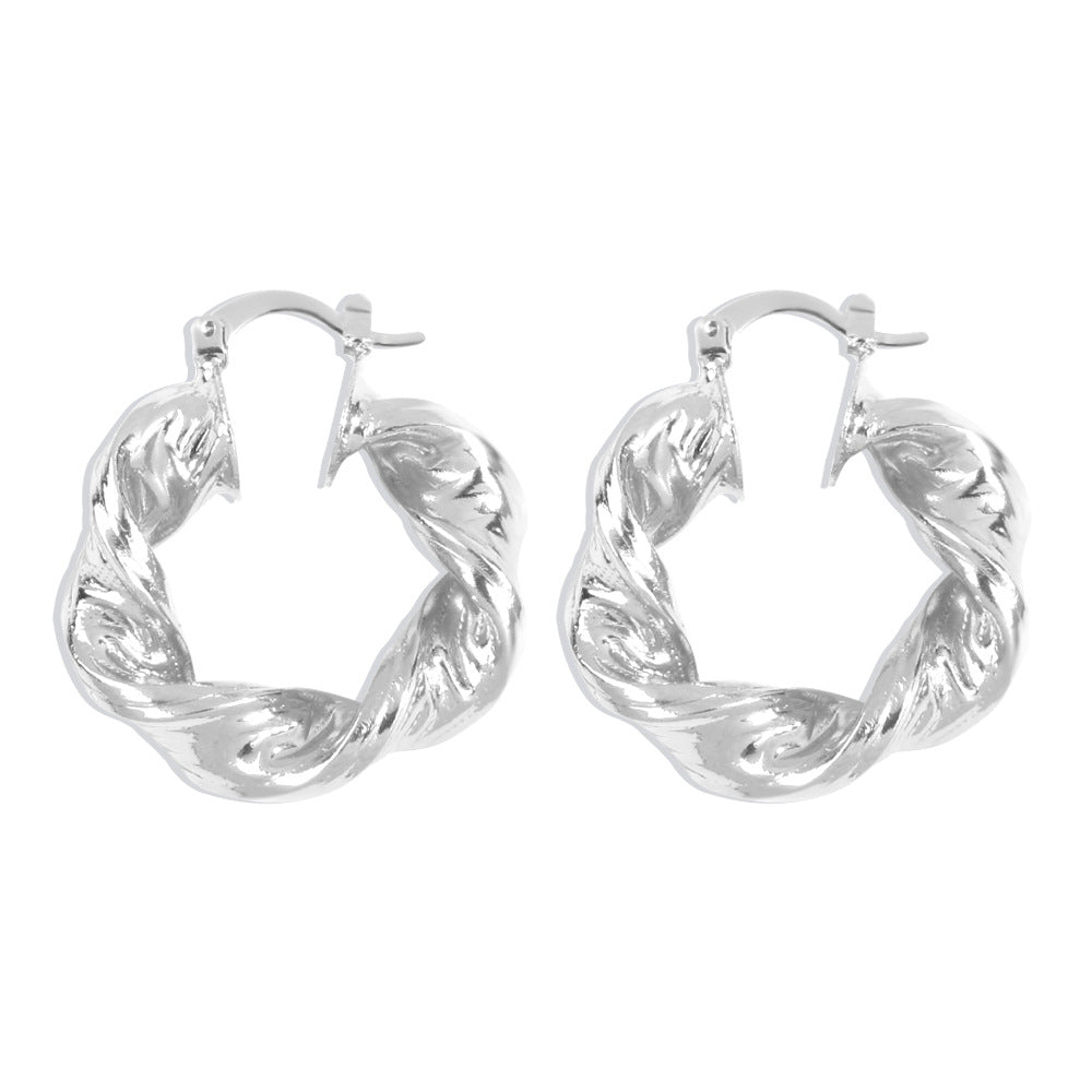 Orecchini da donna stile vintage a torsione geometrica in lega con finitura placcata