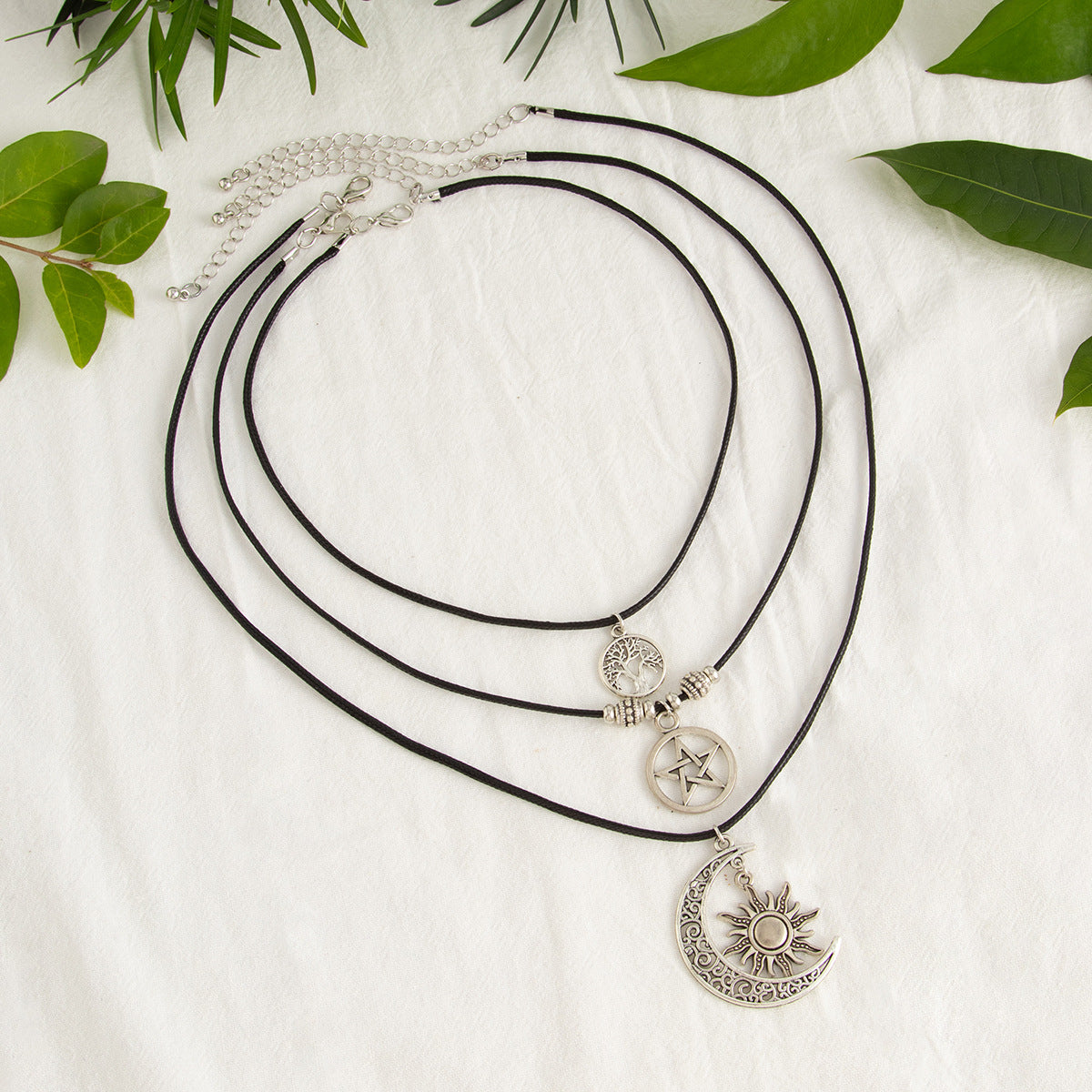 Vintage Bohemian Multi-Layer Necklace Set with Tree Pendant and Beaded Strands for Women