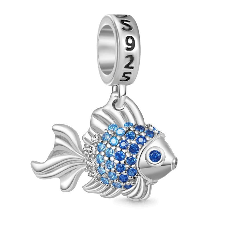 Minimalist Vintage 18K Gold Plated Brass Fish Pendant with Pearl and Cubic Zirconia Charm Bar