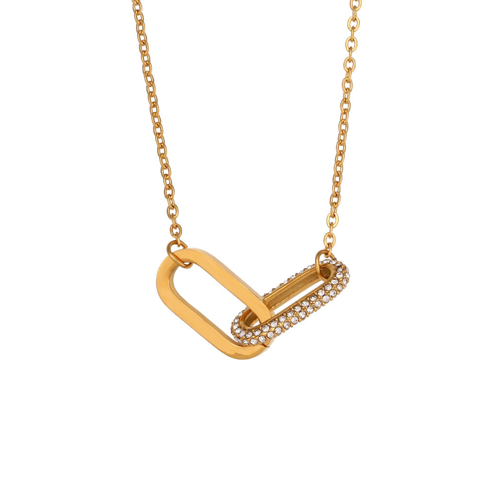 Fashionable Geometric Stainless Steel Plated Heart Pendant Necklace for Women