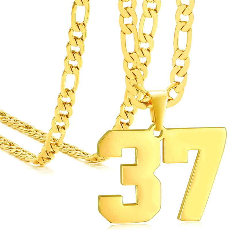 Minimalist Numeric Pendant Necklace for Men and Women Stainless Steel Chain with Polished Titanium Steel Charm
