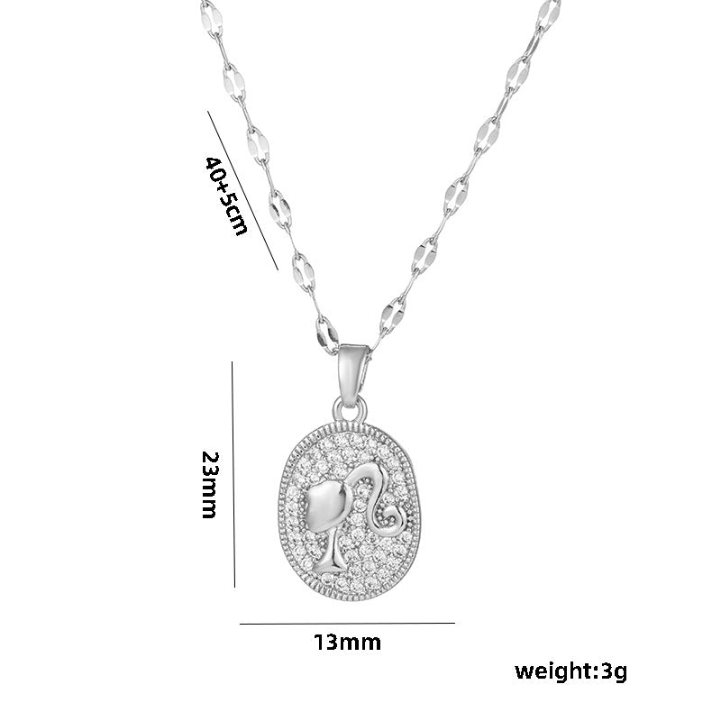 Collana da donna con ciondolo minimalista di Barbie in acciaio al titanio con finitura placcata e catena ondulata