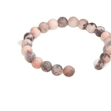 Minimalist Zebra Print Cross Natural Stone Beaded Bracelet Unisex