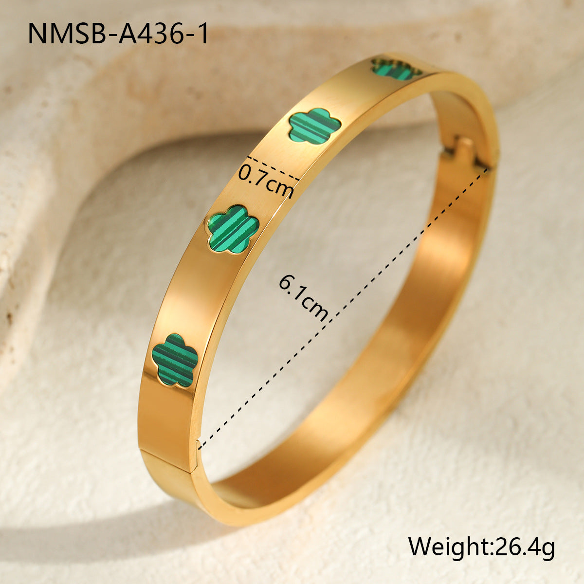 Bracciale da donna in acciaio inossidabile con intarsio in madreperla a forma di fiore, stile OL alla moda, con finitura placcata