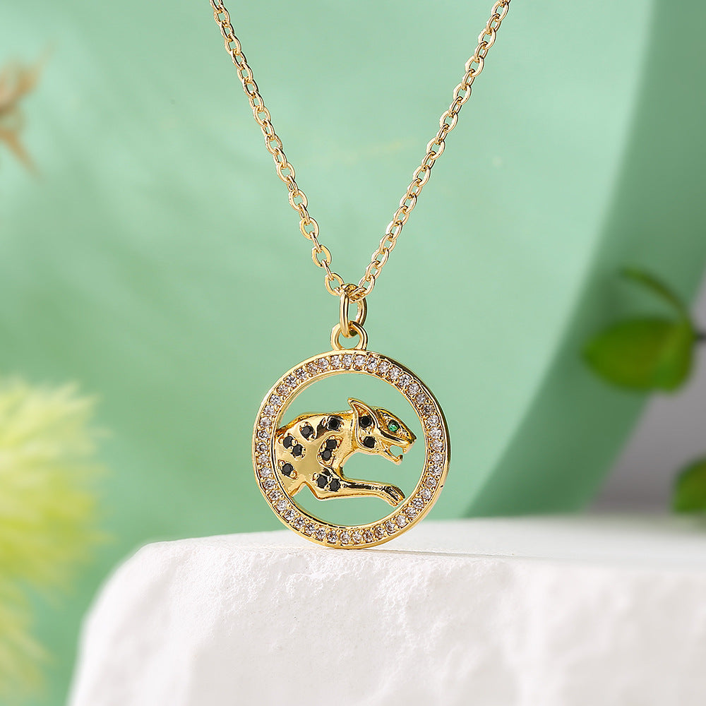 Minimalist Animal-Shaped Copper Necklace with Zircon Inlay for Women