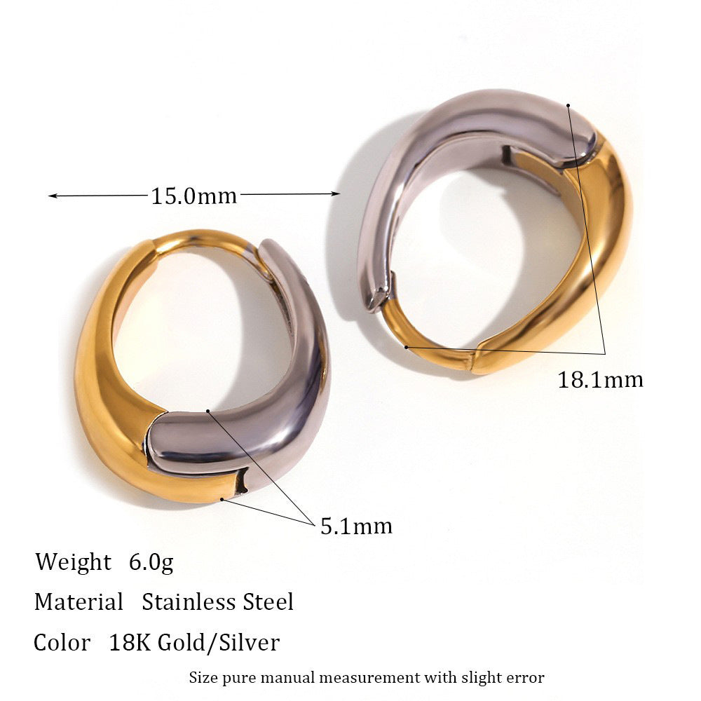 Pendientes de aro geométricos de acero inoxidable chapados en oro de 18 quilates estilo OL para mujer